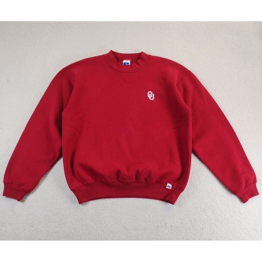 VTG Russell Athletic Sweatshirt Youth XL Red University Oklahoma Made In USA 90s